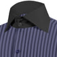 High Spread Collar Dress Shirt For Men President English Wide Spread Full Sleeves Navy Blue Shirt Men Wedding Attire Tall Neck Windsor Collar