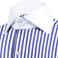 High Spread Collar Dress Shirt For Men President English Wide Spread Full Sleeves Navy Blue Shirt Men Wedding Attire Tall Neck Windsor Collar