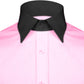 High Spread Collar Dress Shirt For Men President English Wide Spread Full Sleeves Pink Shirt Men Wedding Attire Tall Neck Windsor Collar