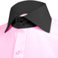 High Spread Collar Dress Shirt For Men President English Wide Spread Full Sleeves Pink Shirt Men Wedding Attire Tall Neck Windsor Collar