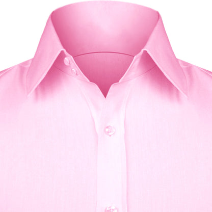 High Spread Collar Dress Shirt For Men President English Wide Spread Full Sleeves Pink Shirt Men Wedding Attire Tall Neck Windsor Collar