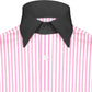 High Spread Collar Dress Shirt For Men President English Wide Spread Full Sleeves Pink Shirt Men Wedding Attire Tall Neck Windsor Collar