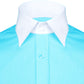 High Spread Collar Dress Shirt For Men President English Wide Spread Full Sleeves Sky Blue Shirt Men Wedding Attire Tall Neck Windsor Collar