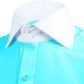 High Spread Collar Dress Shirt For Men President English Wide Spread Full Sleeves Sky Blue Shirt Men Wedding Attire Tall Neck Windsor Collar