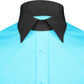 High Spread Collar Dress Shirt For Men President English Wide Spread Full Sleeves Sky Blue Shirt Men Wedding Attire Tall Neck Windsor Collar