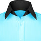 High Spread Collar Dress Shirt For Men President English Wide Spread Full Sleeves Sky Blue Shirt Men Wedding Attire Tall Neck Windsor Collar