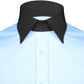 High Spread Collar Dress Shirt For Men President English Wide Spread Full Sleeves Sky Blue Shirt Men Wedding Attire Tall Neck Windsor Collar