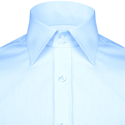 High Spread Collar Dress Shirt For Men President English Wide Spread Full Sleeves Sky Blue Shirt Men Wedding Attire Tall Neck Windsor Collar