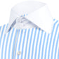 High Spread Collar Dress Shirt For Men President English Wide Spread Full Sleeves Blue Shirt Men Wedding Attire Tall Neck Windsor Collar