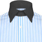 High Spread Collar Dress Shirt For Men President English Wide Spread Full Sleeves Blue Shirt Men Wedding Attire Tall Neck Windsor Collar