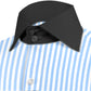 High Spread Collar Dress Shirt For Men President English Wide Spread Full Sleeves Blue Shirt Men Wedding Attire Tall Neck Windsor Collar