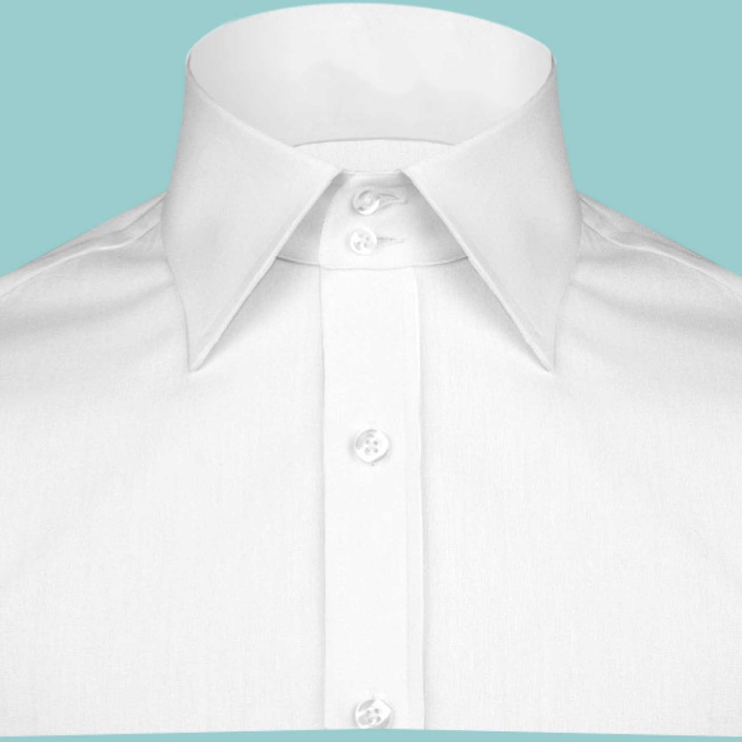 White Spread High Collar Shirt Gift For Men 2 Buttons On Stiff High Neck Pointed Collar Shirt Kent Windsor Vintage Style Cotton Shirt Collar