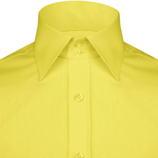 High Spread Collar Dress Shirt For Men President English Wide Spread Full Sleeves Yellow Shirt Men Wedding Attire Tall Neck Windsor Collar