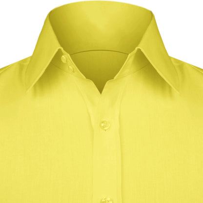 High Spread Collar Dress Shirt For Men President English Wide Spread Full Sleeves Yellow Shirt Men Wedding Attire Tall Neck Windsor Collar