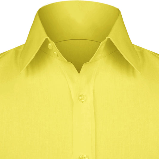 High Spread Collar Dress Shirt For Men President English Wide Spread Full Sleeves Yellow Shirt Men Wedding Attire Tall Neck Windsor Collar