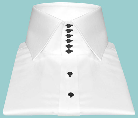 High Spread Collar Dress Shirt For Men President English Wide Spread Full Sleeves White Shirt Men Wedding Attire Tall Neck Windsor Collar