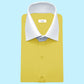 High Spread Collar Dress Shirt For Men President English Wide Spread Full Sleeves Yellow Shirt Men Wedding Attire Tall Neck Windsor Collar