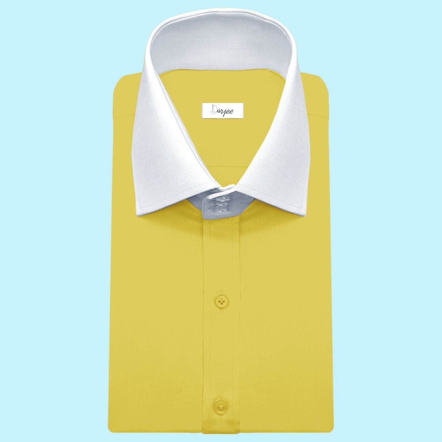 High Spread Collar Dress Shirt For Men President English Wide Spread Full Sleeves Yellow Shirt Men Wedding Attire Tall Neck Windsor Collar