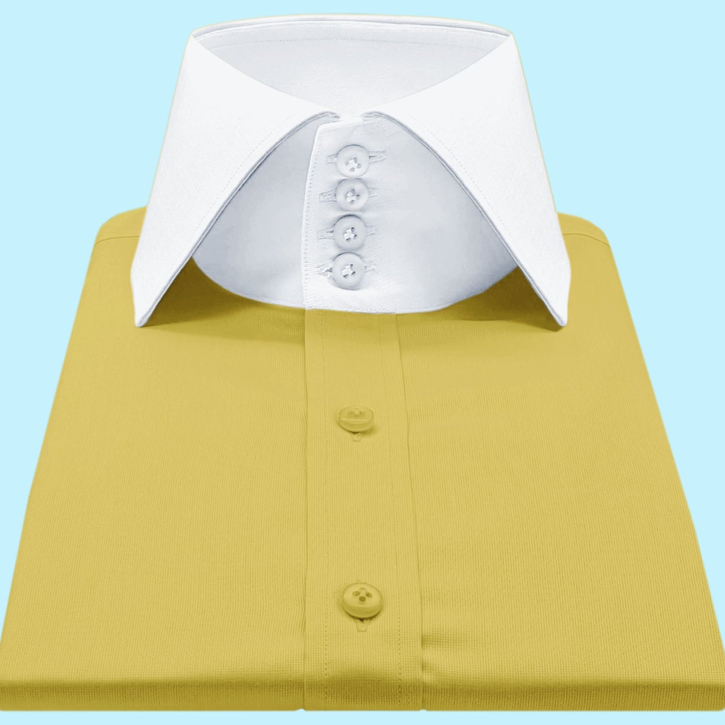 High Spread Collar Dress Shirt For Men President English Wide Spread Full Sleeves Yellow Shirt Men Wedding Attire Tall Neck Windsor Collar