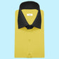 High Spread Collar Dress Shirt For Men President English Wide Spread Full Sleeves Yellow Shirt Men Wedding Attire Tall Neck Windsor Collar