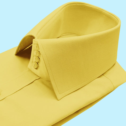 High Spread Collar Dress Shirt For Men President English Wide Spread Full Sleeves Yellow Shirt Men Wedding Attire Tall Neck Windsor Collar