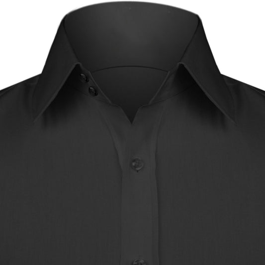 High Spread Collar Dress Shirt For Men President English Wide Spread Full Sleeves Black Shirt Men Wedding Attire Tall Neck Windsor Collar