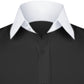 High Spread Collar Dress Shirt For Men President English Wide Spread Full Sleeves Black Shirt Men Wedding Attire Tall Neck Windsor Collar