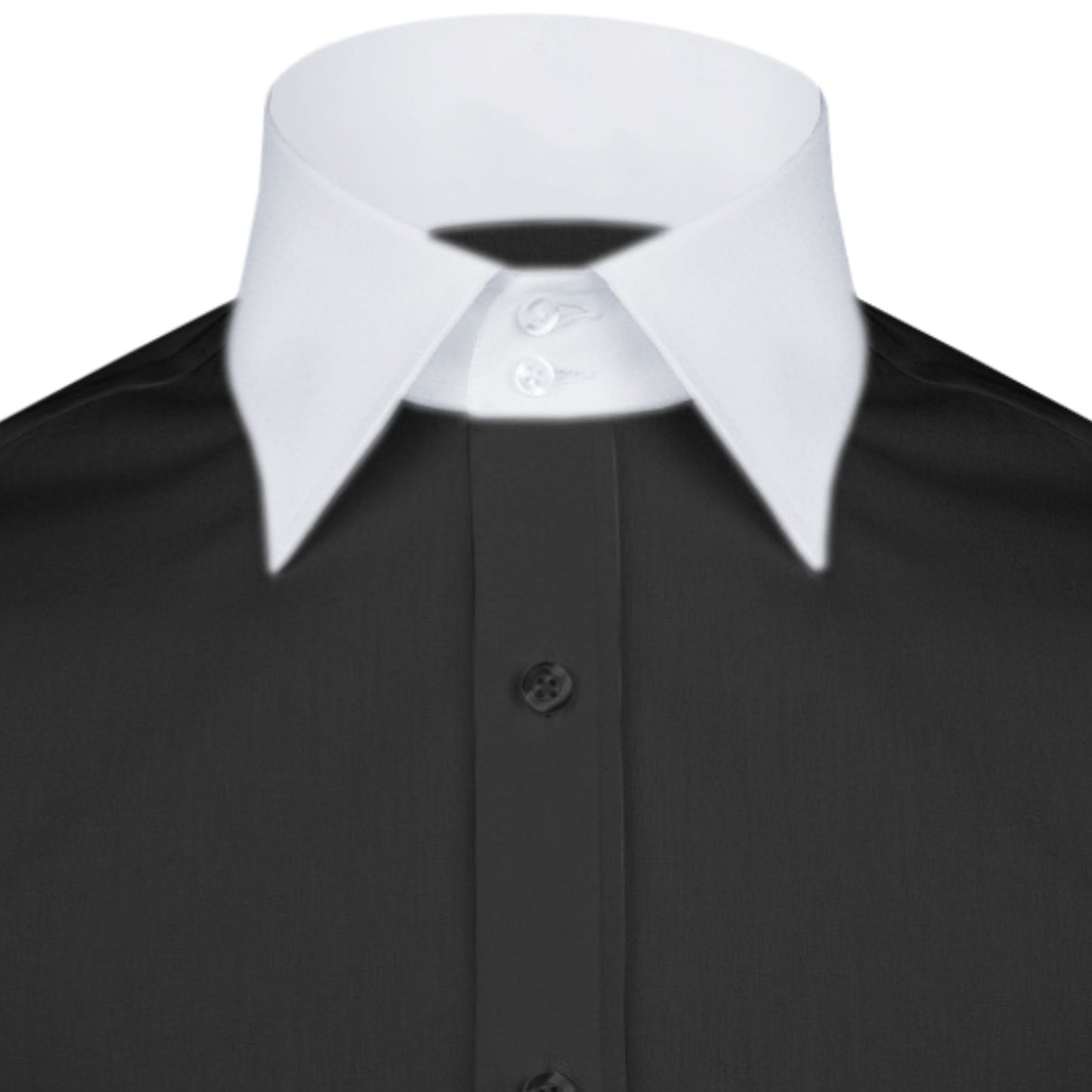 High Spread Collar Dress Shirt For Men President English Wide Spread Full Sleeves Black Shirt Men Wedding Attire Tall Neck Windsor Collar