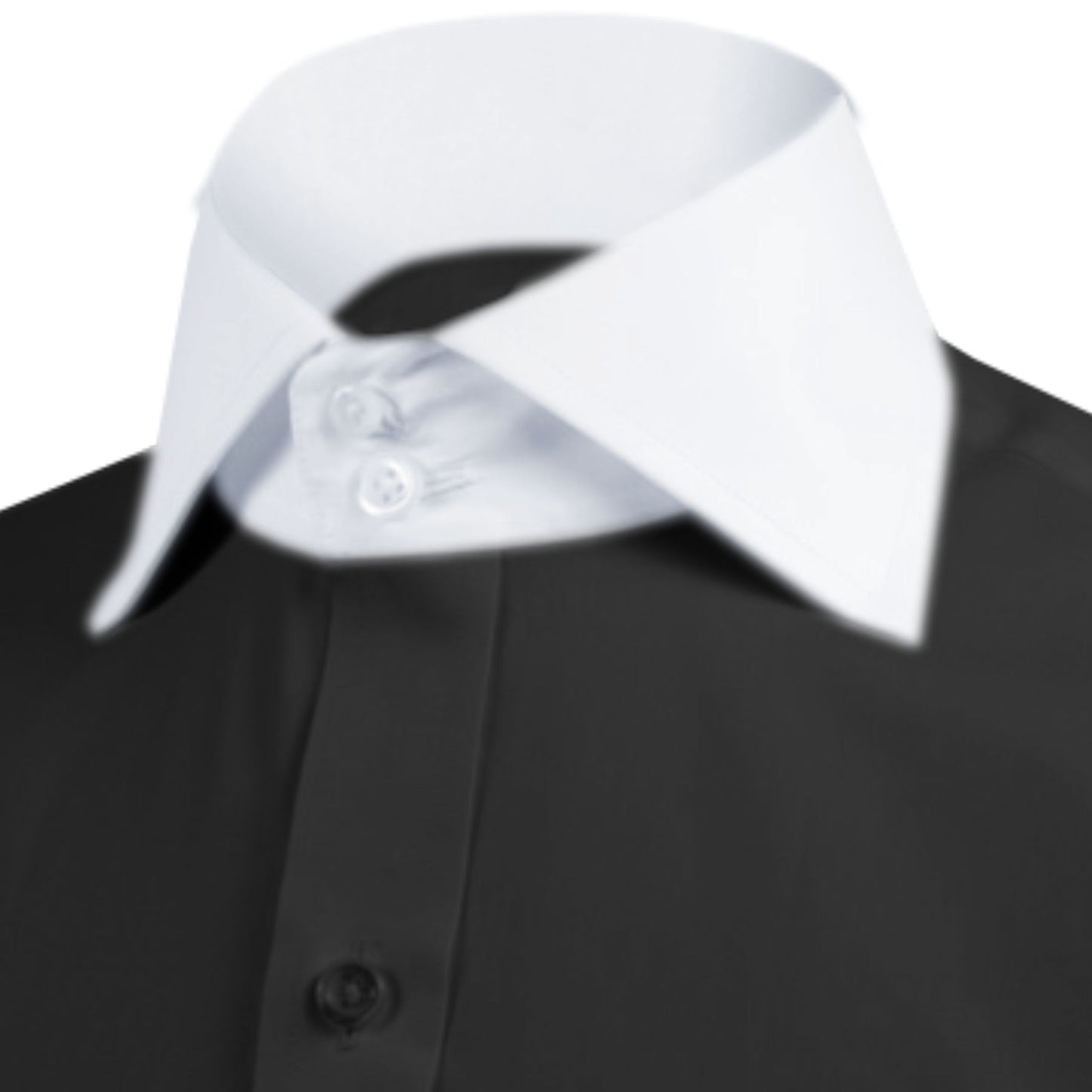 High Spread Collar Dress Shirt For Men President English Wide Spread Full Sleeves Black Shirt Men Wedding Attire Tall Neck Windsor Collar