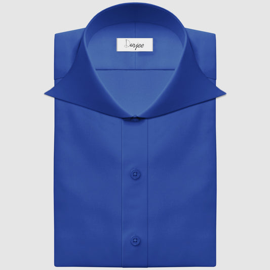 Long Spear Pointed Collar Shirt Vintage Style Cutaway Dagger Collar Shirt Blue Shirt Summer Beach Party Men's Handmade Long Sleeves Shirt