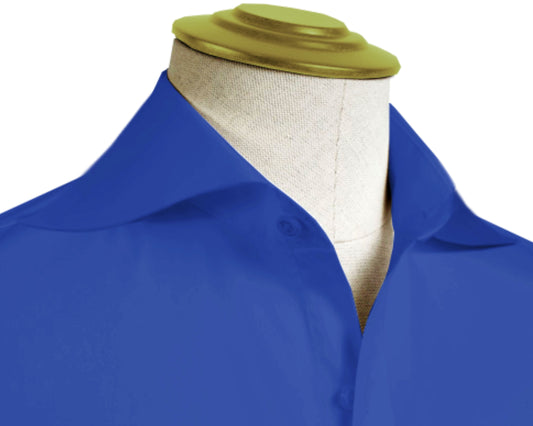Long Spear Pointed Collar Shirt Vintage Style Cutaway Dagger Collar Shirt Blue Shirt Summer Beach Party Men's Handmade Long Sleeves Shirt