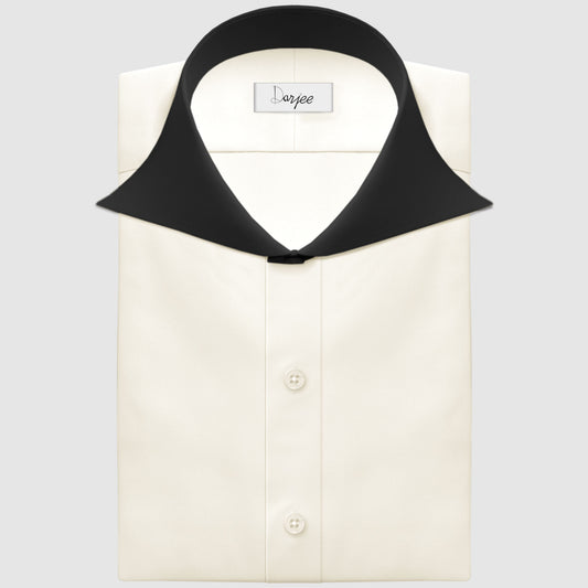 Long Spear Pointed Collar Shirt Vintage Style Cutaway Dagger Collar Shirt Cream Shirt Summer Beach Party Men's Handmade Long Sleeves Shirt