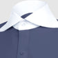 Long Spear Pointed Collar Shirt Vintage Style Cutaway Dagger Collar Shirt Navy Blue Shirt Summer Beach Party Men's Handmade Long Sleeves Shirt