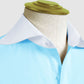 Long Spear Pointed Collar Shirt Vintage Style Cutaway Dagger Collar Shirt Sea Blue Shirt Summer Beach Party Men's Handmade Long Sleeves Shirt (Copy) (Copy)