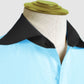 Long Spear Pointed Collar Shirt Vintage Style Cutaway Dagger Collar Shirt Sea Blue Shirt Summer Beach Party Men's Handmade Long Sleeves Shirt (Copy) (Copy)