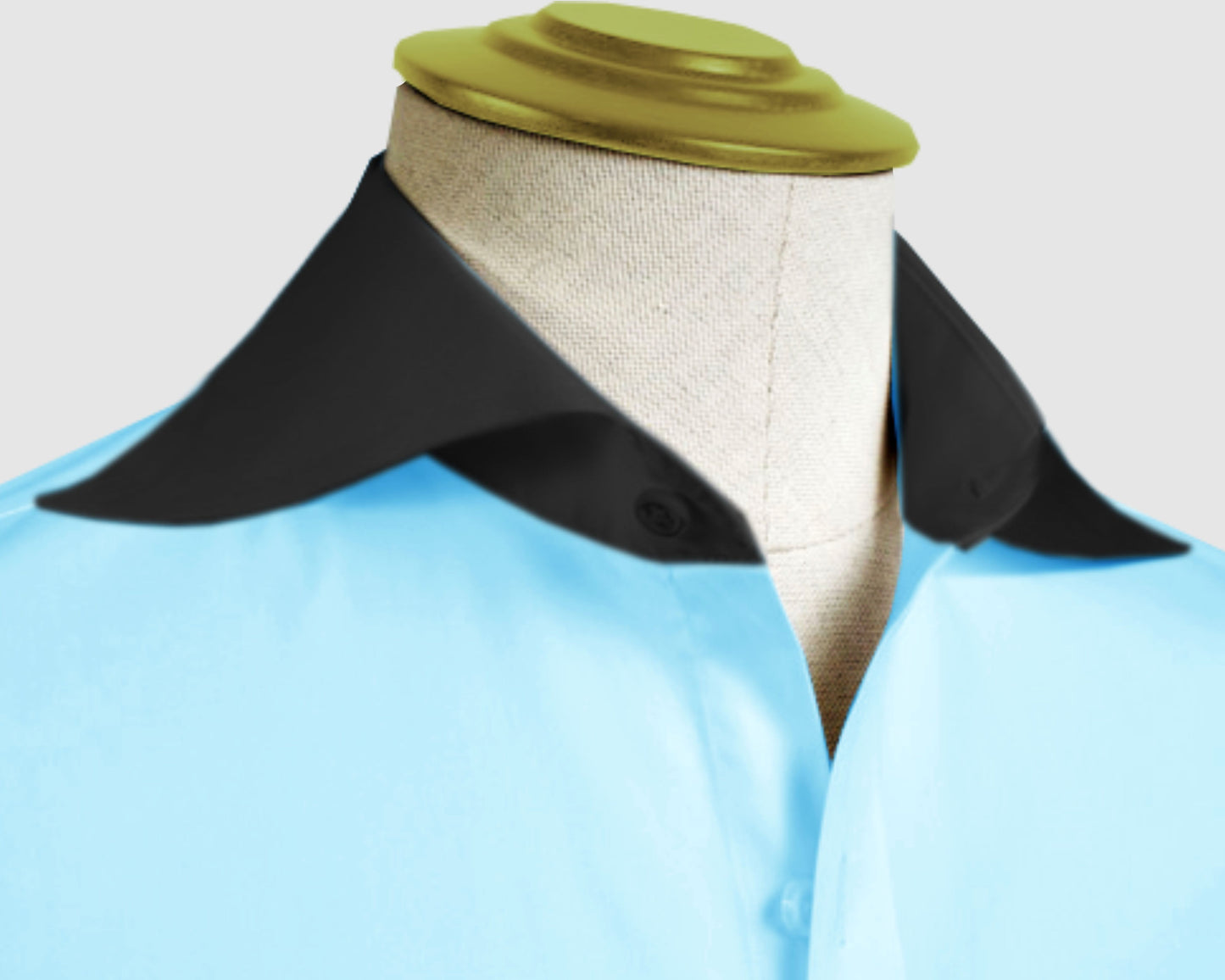 Long Spear Pointed Collar Shirt Vintage Style Cutaway Dagger Collar Shirt Sea Blue Shirt Summer Beach Party Men's Handmade Long Sleeves Shirt (Copy) (Copy)
