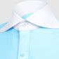 Long Spear Pointed Collar Shirt Vintage Style Cutaway Dagger Collar Shirt Sea Blue Shirt Summer Beach Party Men's Handmade Long Sleeves Shirt (Copy) (Copy)