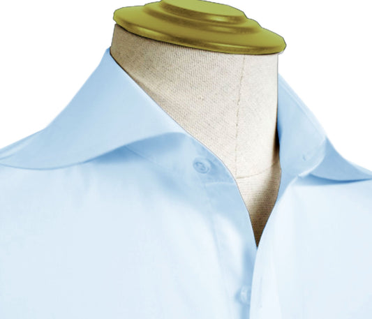 Long Spear Pointed Collar Shirt Vintage Style Cutaway Dagger Collar Shirt Sky Blue Shirt Summer Beach Party Men's Handmade Long Sleeves Shirt