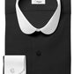 eaky Blinder Style Attire/ Solid Black Shirt Penny Club Round Tip Peter Pan Collar Vintage Wedding Dress Shirt Mens Cotton Shelby Brothers