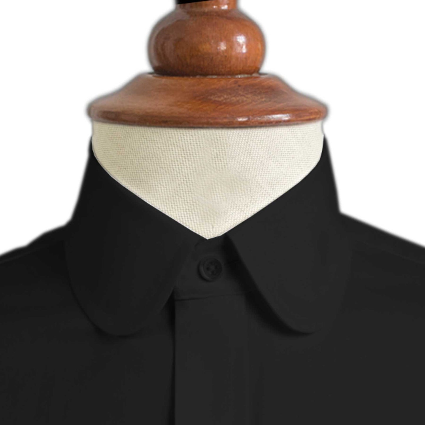 eaky Blinder Style Attire/ Solid Black Shirt Penny Club Round Tip Peter Pan Collar Vintage Wedding Dress Shirt Mens Cotton Shelby Brothers