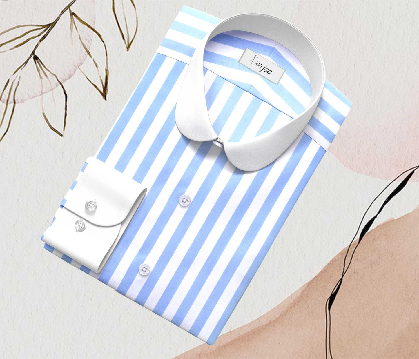eaky Blinder Style Attire/ Solid Sky Blue and White Shirt Penny Club Round Tip Peter Pan Collar Vintage Wedding Dress Shirt Mens Cotton Shelby Brothers