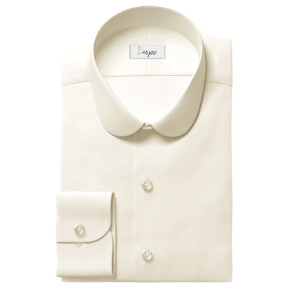 eaky Blinder Style Attire/ Solid Cream Shirt Penny Club Round Tip Peter Pan Collar Vintage Wedding Dress Shirt Mens Cotton Shelby Brothers