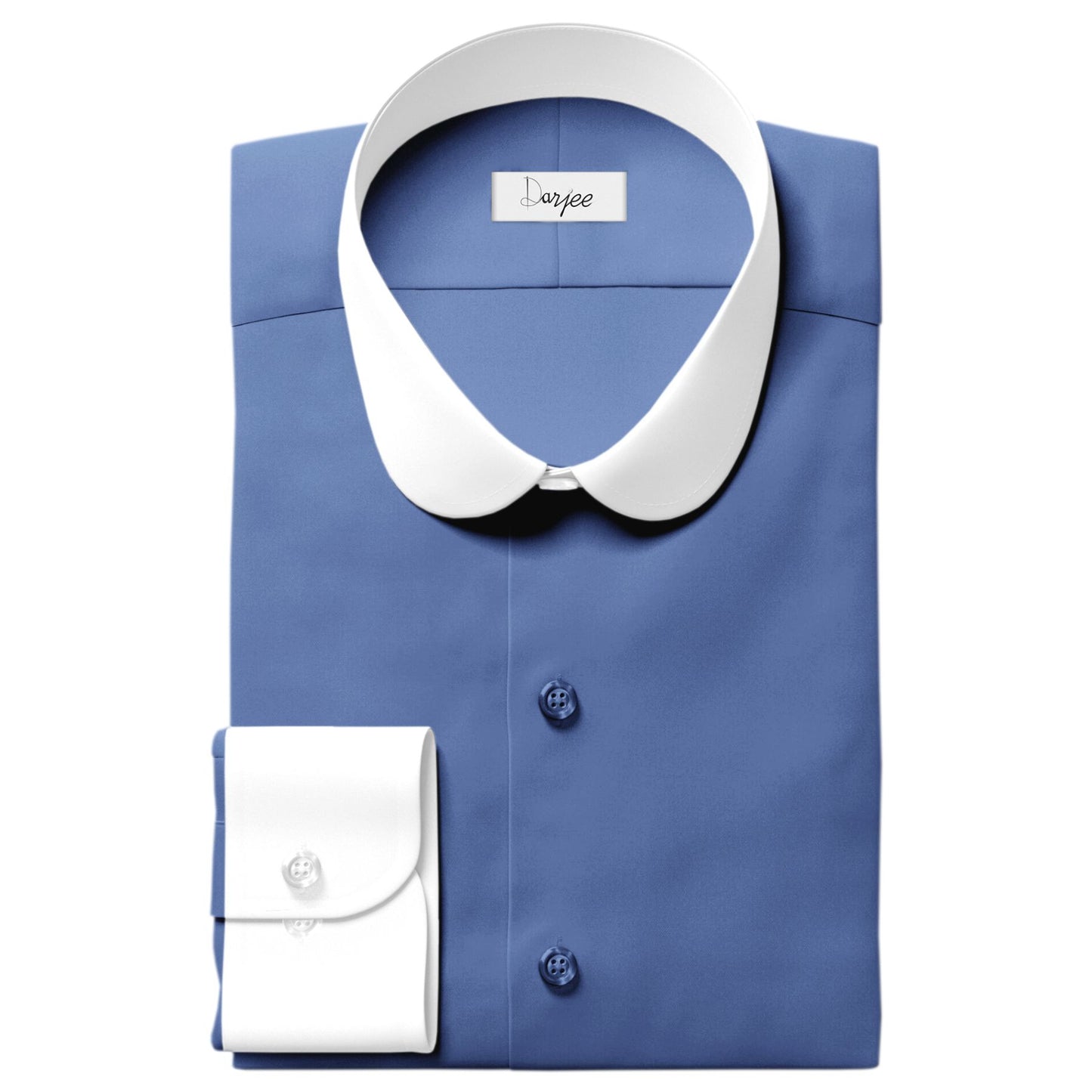 eaky Blinder Style Attire/ Solid Navy Blue Shirt Penny Club Round Tip Peter Pan Collar Vintage Wedding Dress Shirt Mens Cotton Shelby Brothers