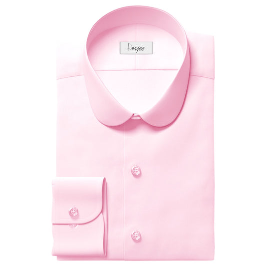 eaky Blinder Style Attire/ Solid Pink Shirt Penny Club Round Tip Peter Pan Collar Vintage Wedding Dress Shirt Mens Cotton Shelby Brothers