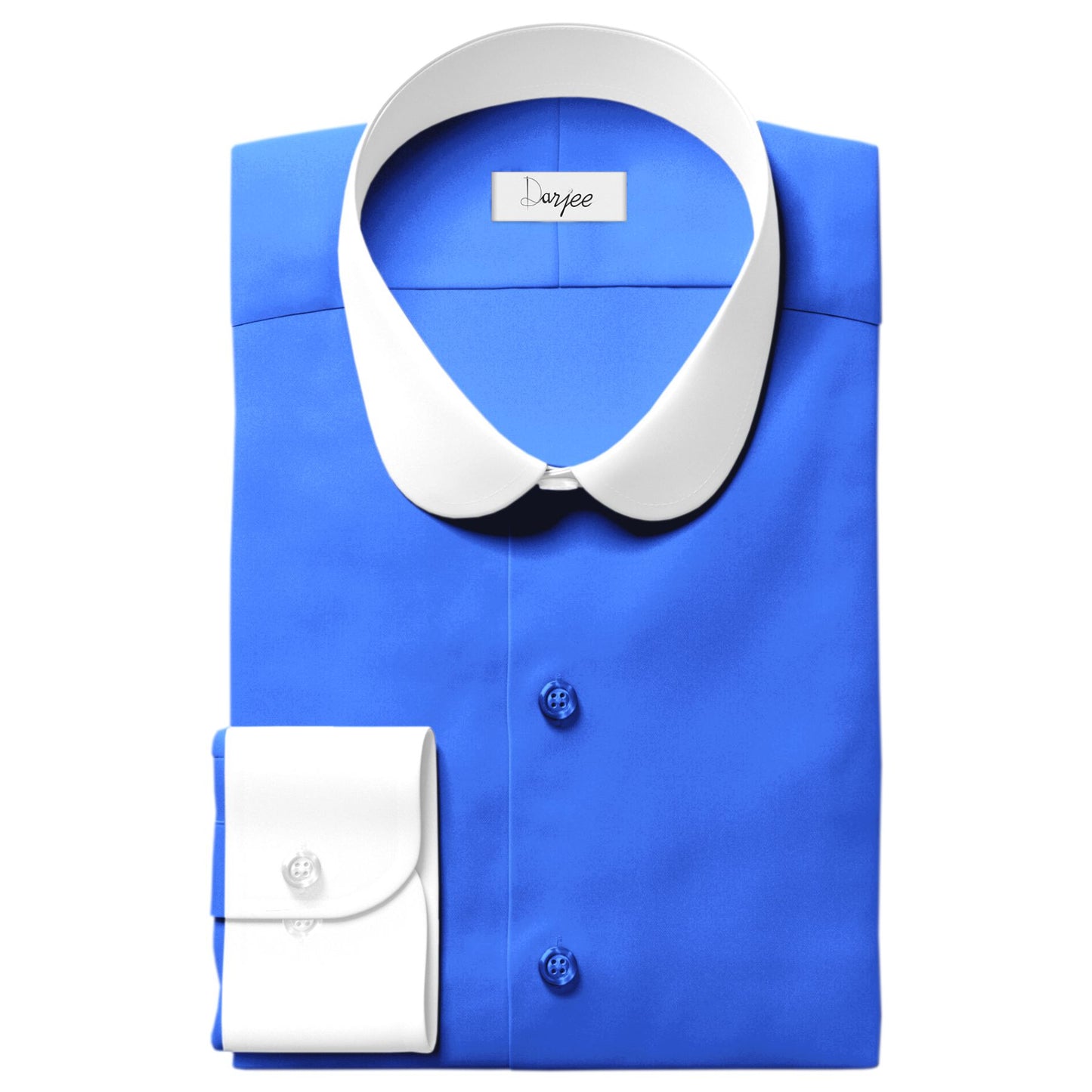 eaky Blinder Style Attire/ Solid Royal Blue Shirt Penny Club Round Tip Peter Pan Collar Vintage Wedding Dress Shirt Mens Cotton Shelby Brothers