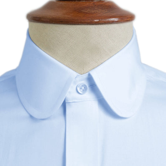 eaky Blinder Style Attire/ Solid Sky Blue Shirt Penny Club Round Tip Peter Pan Collar Vintage Wedding Dress Shirt Mens Cotton Shelby Brothers