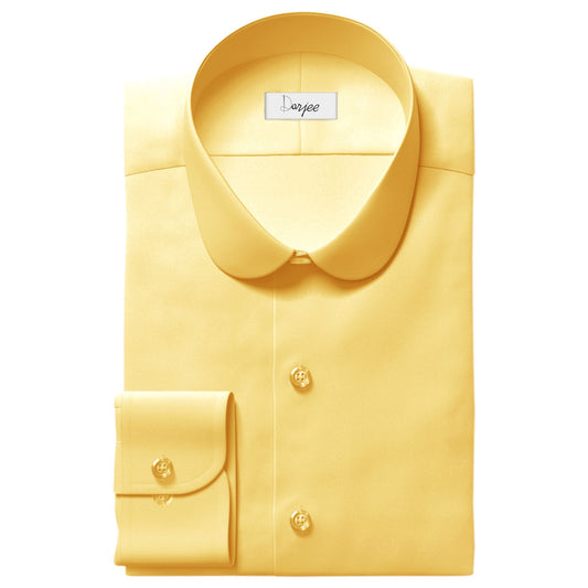 eaky Blinder Style Attire/ Solid Yellow Shirt Penny Club Round Tip Peter Pan Collar Vintage Wedding Dress Shirt Mens Cotton Shelby Brothers