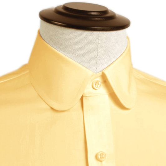 eaky Blinder Style Attire/ Solid Yellow Shirt Penny Club Round Tip Peter Pan Collar Vintage Wedding Dress Shirt Mens Cotton Shelby Brothers