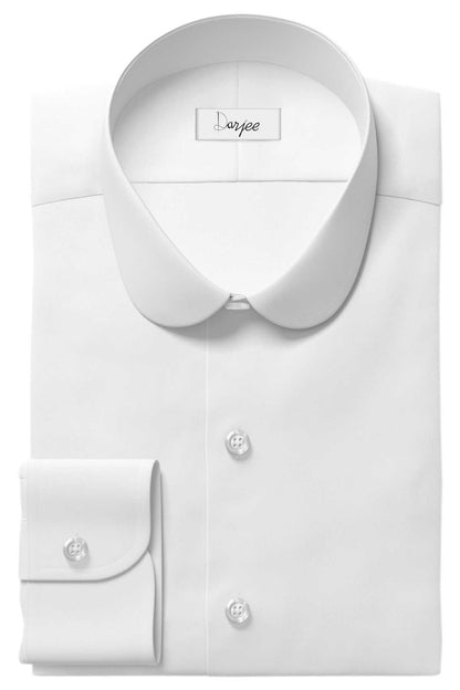Peaky Blinder Style Attire/ Solid White Shirt Penny Club Round Tip Peter Pan Collar Vintage Wedding Dress Shirt Mens Cotton Shelby Brothers