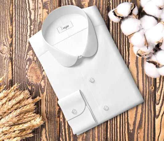 Peaky Blinder Style Attire/ Solid White Shirt Penny Club Round Tip Peter Pan Collar Vintage Wedding Dress Shirt Mens Cotton Shelby Brothers